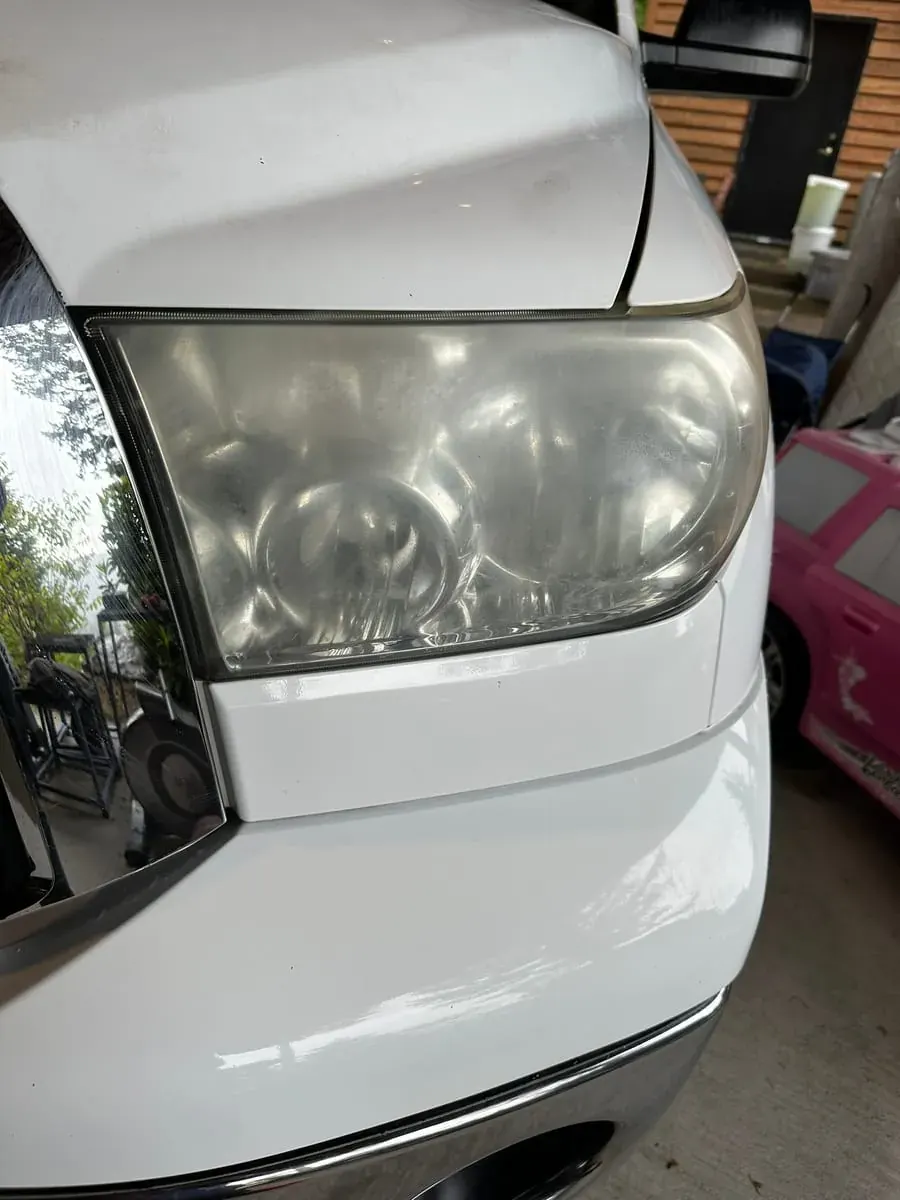 Before: Toyota Tundra headlight lens
